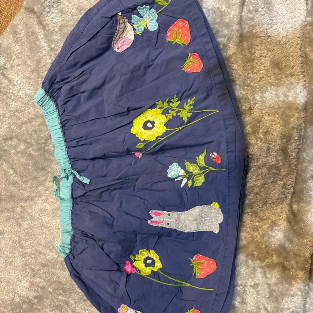 Mini Boden Embroidered Floral and Bunny Skirt
